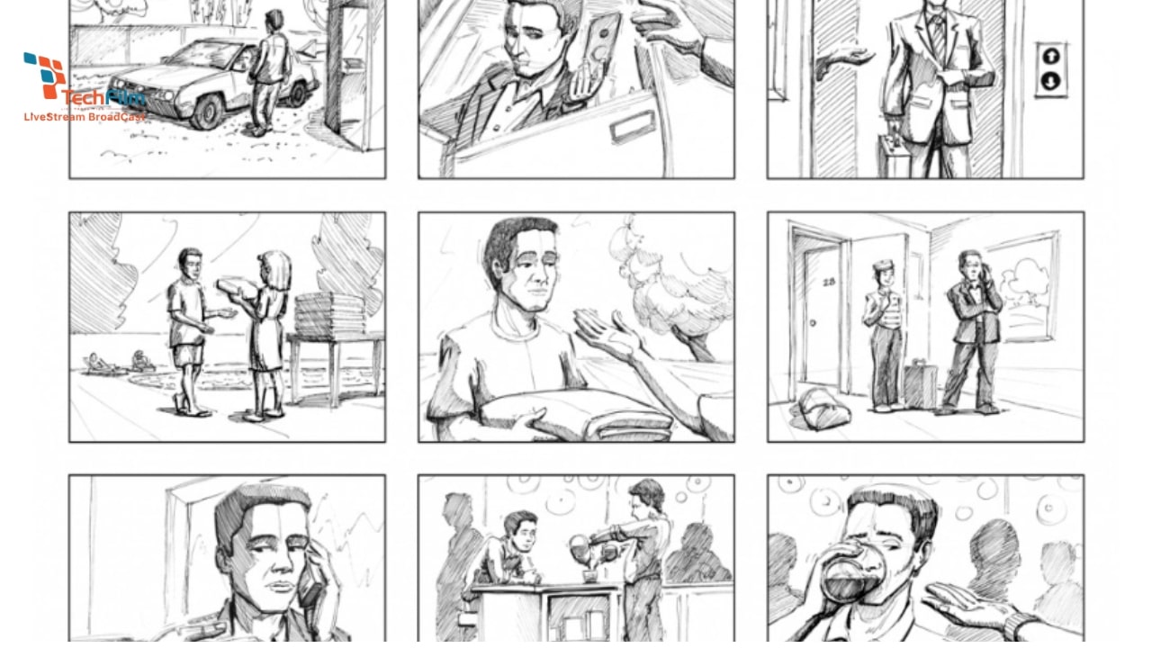 Kịch bản phân cảnh minh họa bằng hình ảnh (Storyboard) dùng tranh vẽ để mô tả cảnh quay